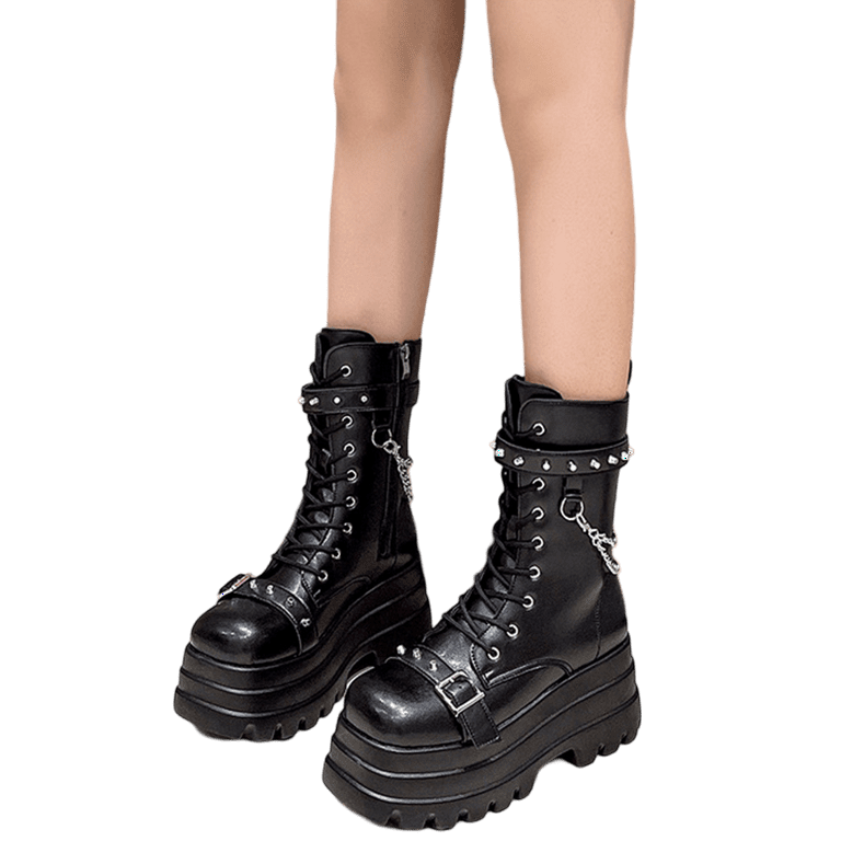 KIJBLAE 50% off! Women's Punk Boots Platform Goth Boots Buckle Belt Platform Boots Gothic Black Shoes Autumn Winter Motorcycle Boots Wedges Black 40 KIJBLAE 50% off! Women's Punk Boots Platform Goth Boots Buckle Belt Platform Boots Gothic Black Shoes Autumn Winter Motorcycle Boots Wedges Black 40