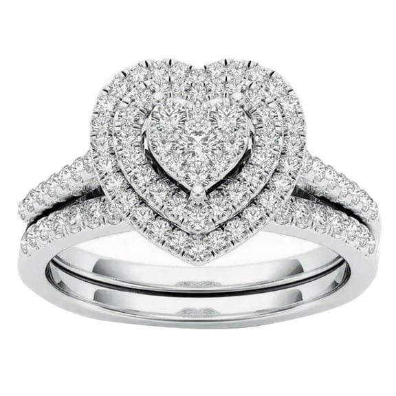 Up to 50% off 925 Sterling Silver Rings for Women Heart-shaped Ring Women Index Finger Ring Fashion Couple Ring Set Jewelry Gift
