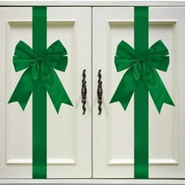 Sulaicai Christmas Cabinet Ribbons Bows Large Green Bow Christmas Door Kitchen Cabinet Ribbon Bows Festival Wrapping Decorations for Xmas Holidays Party Supplies (1pc, Green)