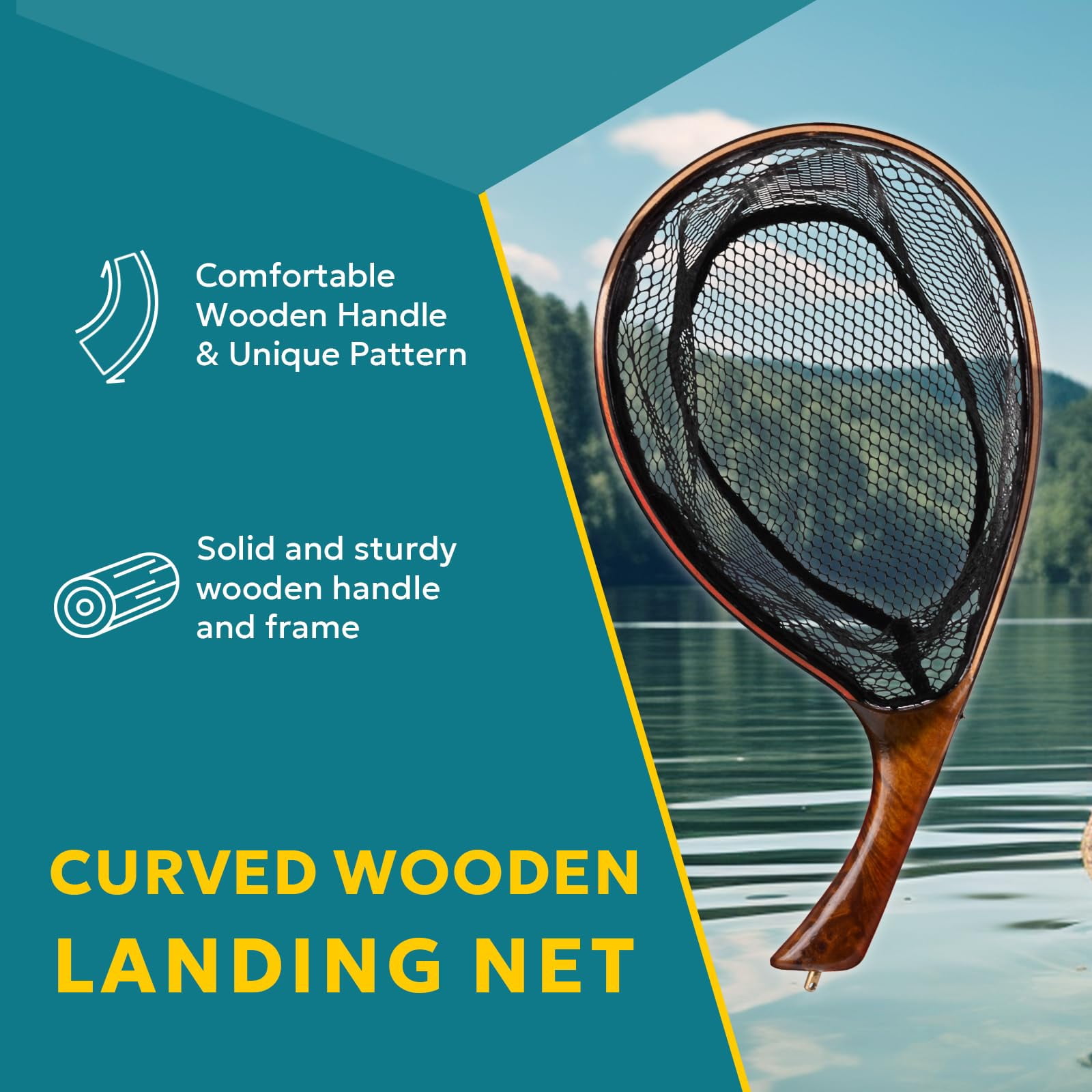 Fly Fishing Landing Net Soft Rubber Mesh Trout Catch And Release