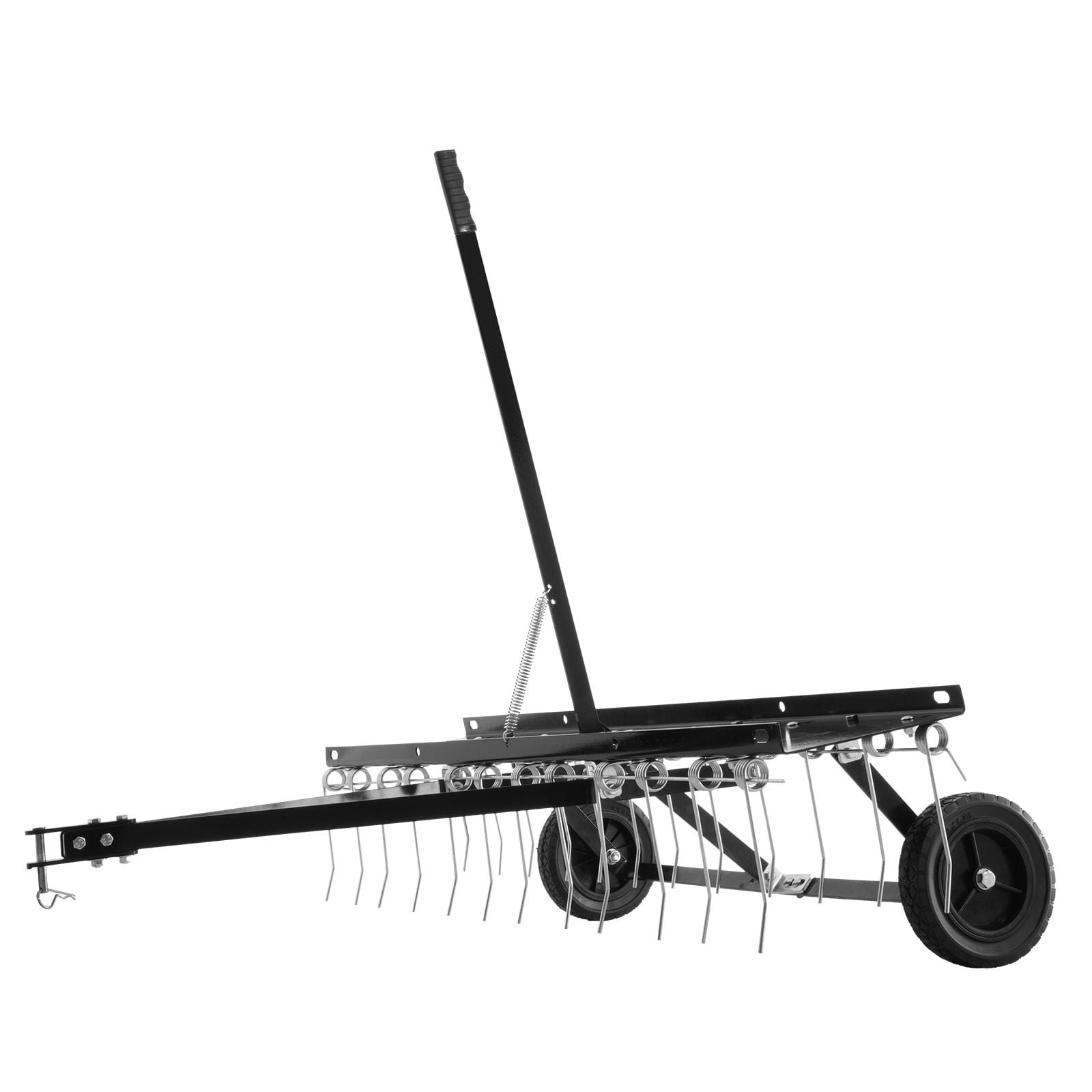 Lawn Dethatcher Rake Tow Behind 48-inch – 24 Steel Tines, ATV/Mower Tow-Behind Dethatcher, Grass Rake for Thatch Removal with Easy Lift Handle (Farm, Garden, Yard)