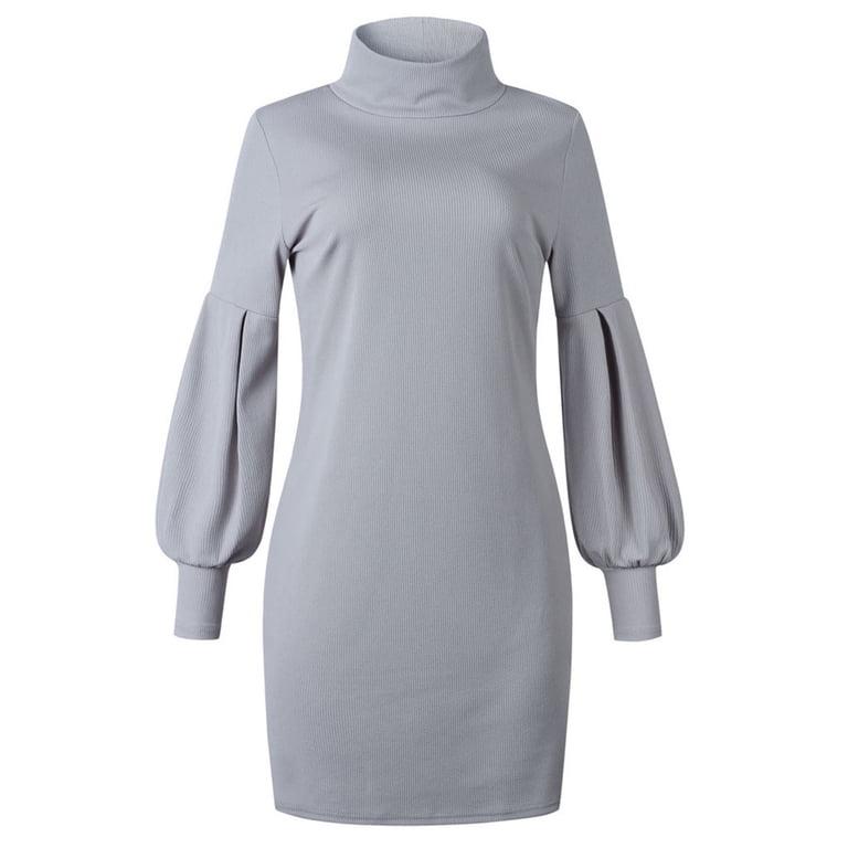 Women's Fall Winter Turtleneck Long Sleeve Sweater Dress, Knit Jumper Dress  for Ladies, Casual and Warm High Neck Design Perfect for Cold Weather  Seasons,Gray,3XL - Walmart.com