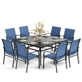 thumbnail image 3 of MAISON ARTS  9-Piece Patio Dining Set, 60 Inch Square Metal Table and 8 Textilene Dining Chairs Blue, 3 of 5