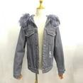 thumbnail image 3 of Women's Extra Thick Long Sleeve Collar Denim Solid Color Ripped Old Jacket Jacket plus Size Jackets for Women Bed Jacket for Elderly Women Woman Fuzzy Jacket Warm Jacket Women Long Sleeve Running, 3 of 4