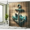 thumbnail image 4 of Ambesonne Nautical Shower Curtain, Anchor with Sailing Ship, 69"Wx70"L, Sand Brown Dark Teal, 4 of 4