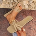 thumbnail image 2 of CHUMUD Slippers for Women Outdoor Woven Multi-Strap Square Toe Flat Slide Sandals, Casual Open Toe Slip-On Slippers, Lightweight Summer Beach Sandals, 2 of 9