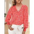 thumbnail image 6 of Women's V Neck Long Sleeve Shirt Tops Casual Office Work T-Shirt Blouse, 6 of 7