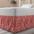 thumbnail image 1 of Floral Bed Skirt, Vintage Earth Toned Flourishing Petals Inspirational Classic Blossom Pattern, Elastic Bedskirt Dust Ruffle Wrap Around for Bedding Decor, 4 Sizes, Vermilion Cream, by Ambesonne, 1 of 2