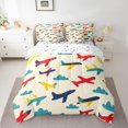 thumbnail image 2 of Homewish Teens Vehicle Helicopter Bedding Comforter Set 7pcs, Retro Cartoon Airplane Queen Bedding Sets, Dreamy Fairy Tale Reversible Queen Sheet Sets, Super Cozy Room Decor, 2 of 7
