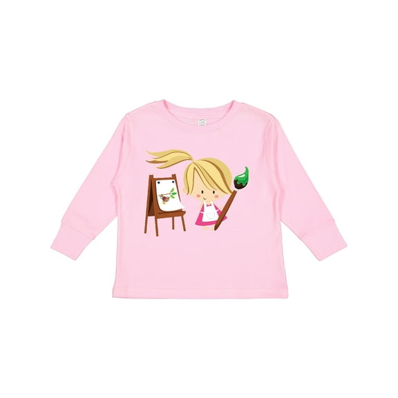 Inktastic Artist Girl with Easel Girls Long Sleeve Toddler T-Shirt