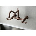 thumbnail image 2 of Kingston Brass KS124ALAC Heritage Wall Mount Bridge Kitchen Faucet, Antique Copper, 2 of 5