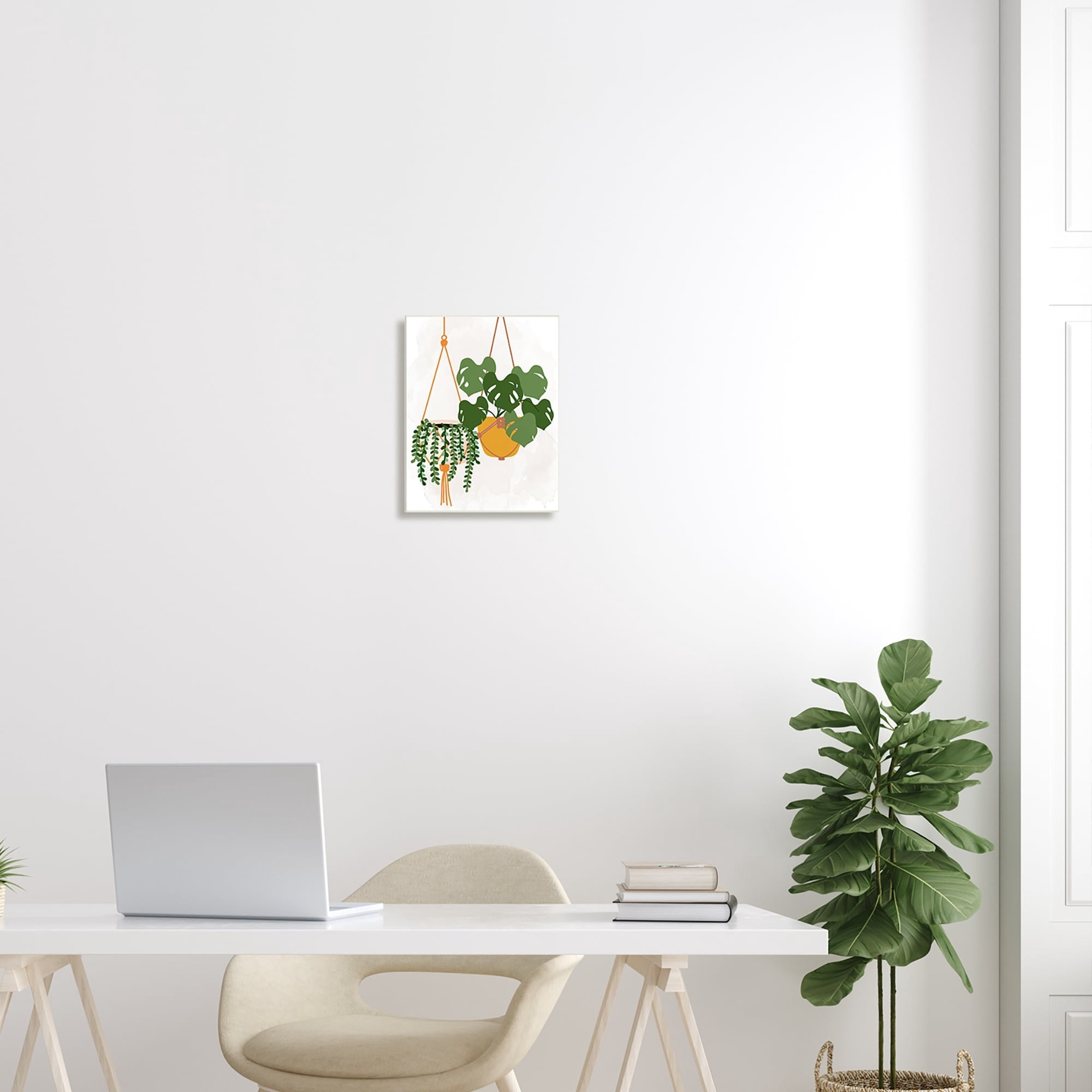 Stupell Industries Casual Hanging House Plants Botanical Monstera Leaves Graphic Art Unframed Art Print Wall Art, Design by Kim Allen