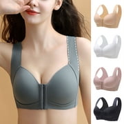Biplut Push Up Wide Shoulder Straps Women Bra Wireless Front Closure 3/4 Cup  Charming Bra for Daily Wear (Black,3XL) 