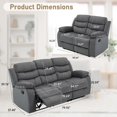 thumbnail image 2 of Loveseat and 3 seater sofa  Manual Recliner Sofa Set for Adults, Adjustable Reclining Living Room Couch with Storage Pockets, Dark Grey Home Theater Furniture, 2 of 7