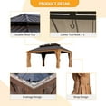thumbnail image 6 of JolyDale 12' x 16' Outdoor Hardtop Gazebo, Wood Grain Galvanized Steel Double Canopy Aluminum Frame Gazebo with Netting and Curtains for Patio, Backyard, Lawns, Parties, Brown, 6 of 7