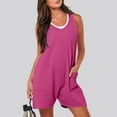 thumbnail image 2 of YDKZYMD Rompers for Women Dressy Short Sleeveless Maternity with Pockets Jumpsuits Dressy Vacation Summer One Piece Baggy Trendy Casual Tank Top Shorts Hot Pink XL, 2 of 7