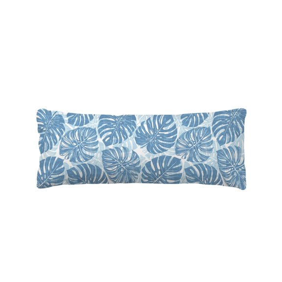 Blue Monstera Deliciosa Body Pillow Cover 20 x 54 Inch Decorative Pillow Cover Summer Botanical Tropical Lumbar Pillowcase Seasonal Rectangle Cushion Case for Couch Sofa Bed Living Room