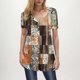 thumbnail image 5 of Camisas de Manga Corta para las Mujeres Casual V-Cuello Imprimir Top, Moda Poliéster/Spandex Blusa de Verano para Diario, 5 of 6