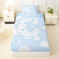 thumbnail image 3 of Feelyou Love Heart Letter C Twin Sheet Sets for Boys Girls, Star Cloud Bedding, Blue, 3 Pieces, 3 of 5