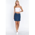 thumbnail image 3 of Buttoned Stretch Denim Mini Skirt, 3 of 5