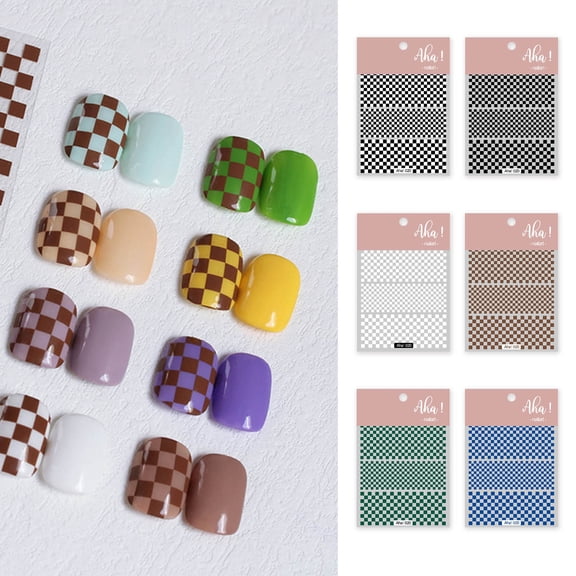 SmartBy Manicure Decal Easy to Apply Lightweight Paper Black White Checkerboard Manicure Sticker for Women