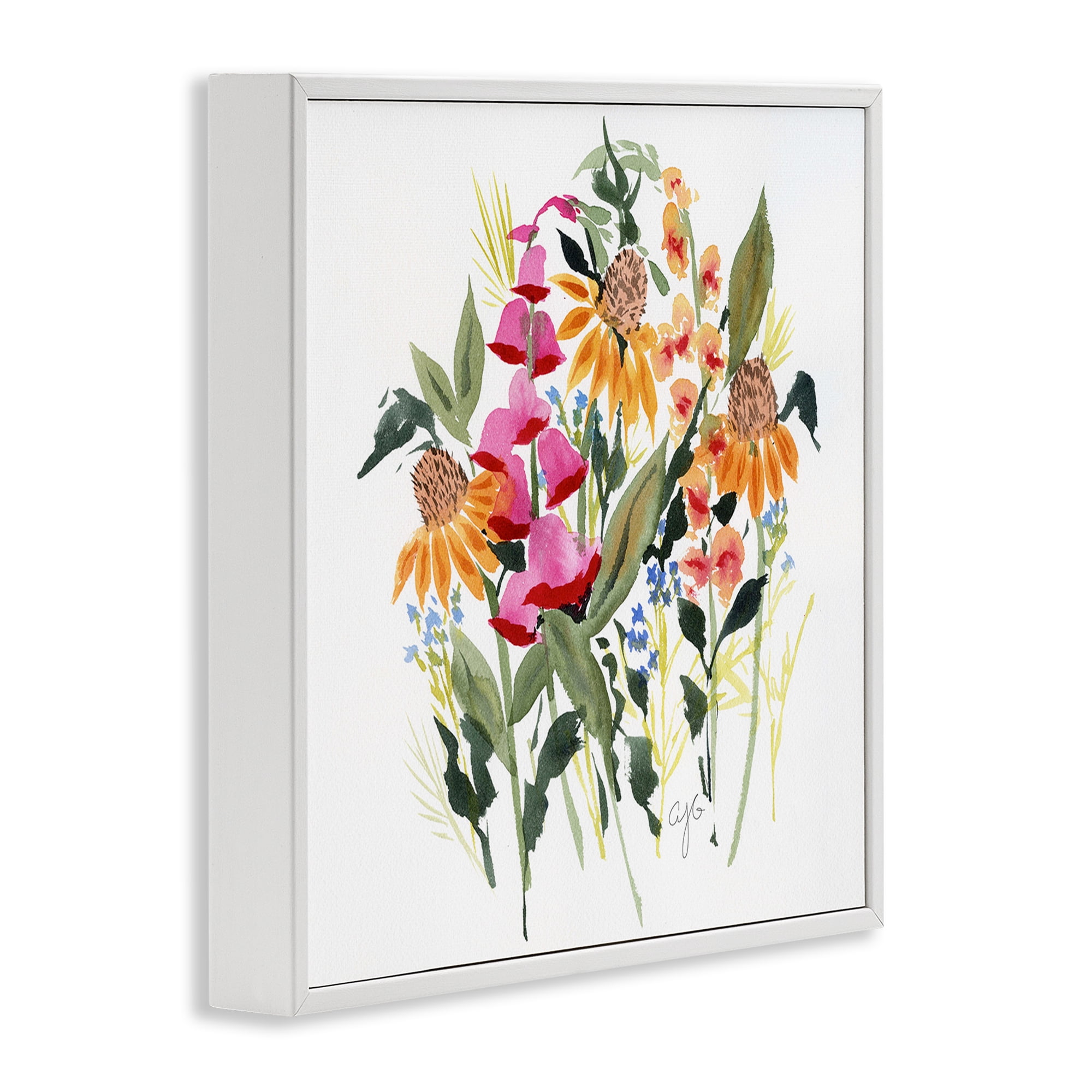Stupell Industries Abstract Varied Bouquet Botanical & Floral Painting White Framed Art Print Wall Art, 17 x 17