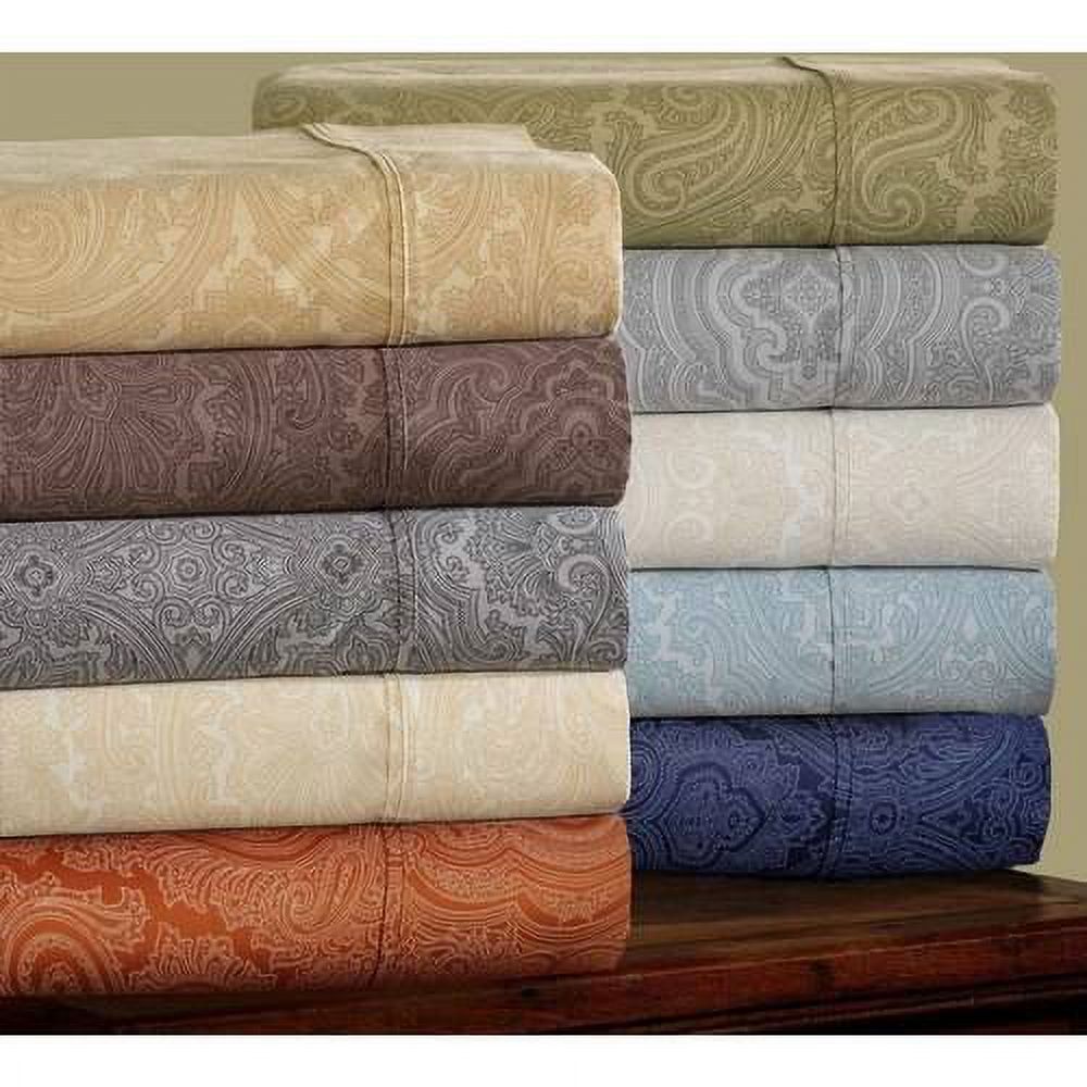Superior 600 Thread Count Cotton Blend Wrinkle Resistant Italian Paisley Pillowcase Set, Sage - image 3 of 3