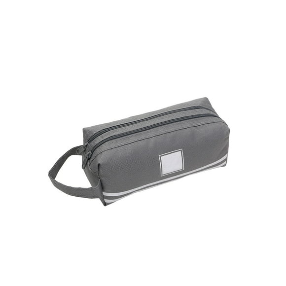 Double Layer Double Zipper Oxford Cloth Pencil Case Simple Large Capacity Portable Student School Supplies Organizer For Primary Secondary Kids Color Gray Oxford Cloth Material Size Univer