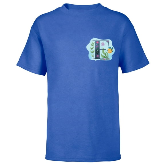 Disney Alphabet Monogram Letter F for Flounder - Short Sleeve T-Shirt for Kids - Customized-Royal