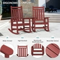 thumbnail image 6 of SERWALL Outdoor Rocking Chair Set of 2, HDPE Patio Rocker for Lawn, Porch, Crimson Red, 6 of 11