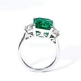 thumbnail image 2 of Emerald Cut Lab-Created Emerald & D-Shaped Diamond Gemstone Three-Stone Ring in 925 Sterling Silver for Women, 2 of 4