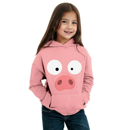 

Hoodies for Girls Winter Long Sleeve Tops Clothes Cartoon Pig Printing Boys Hoodies