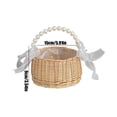 thumbnail image 3 of Pearl Handle Wicker Basket with Sheer Bows, Woven Storage Basket for Flower Cookie Candy Basket for Xmas Easter Wedding Party Home Garden Decor, 3 of 7