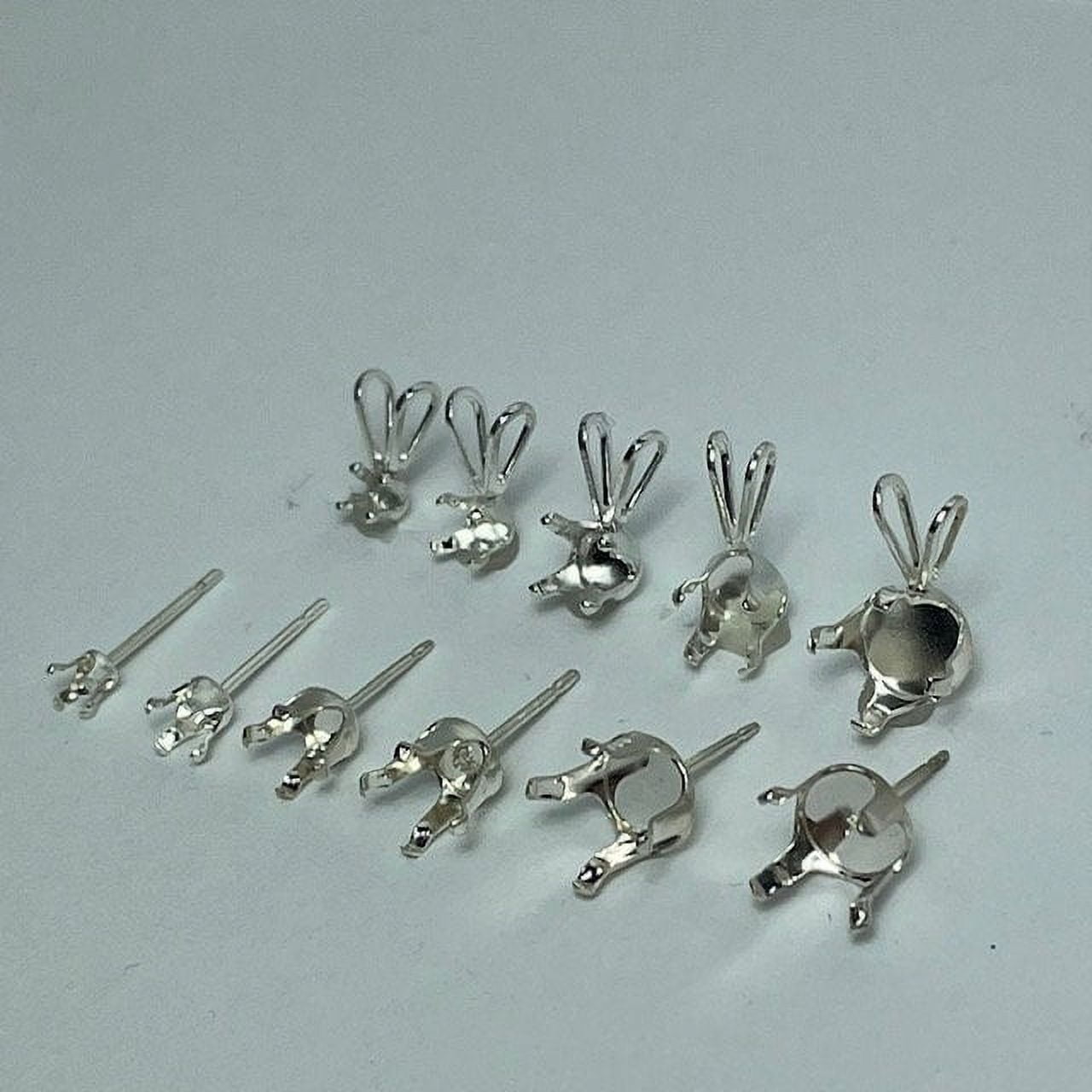 Sterling Silver Snap in Round Earring and Pendant Jewelry findings with Backs (6 Pair Earrings 6mm)