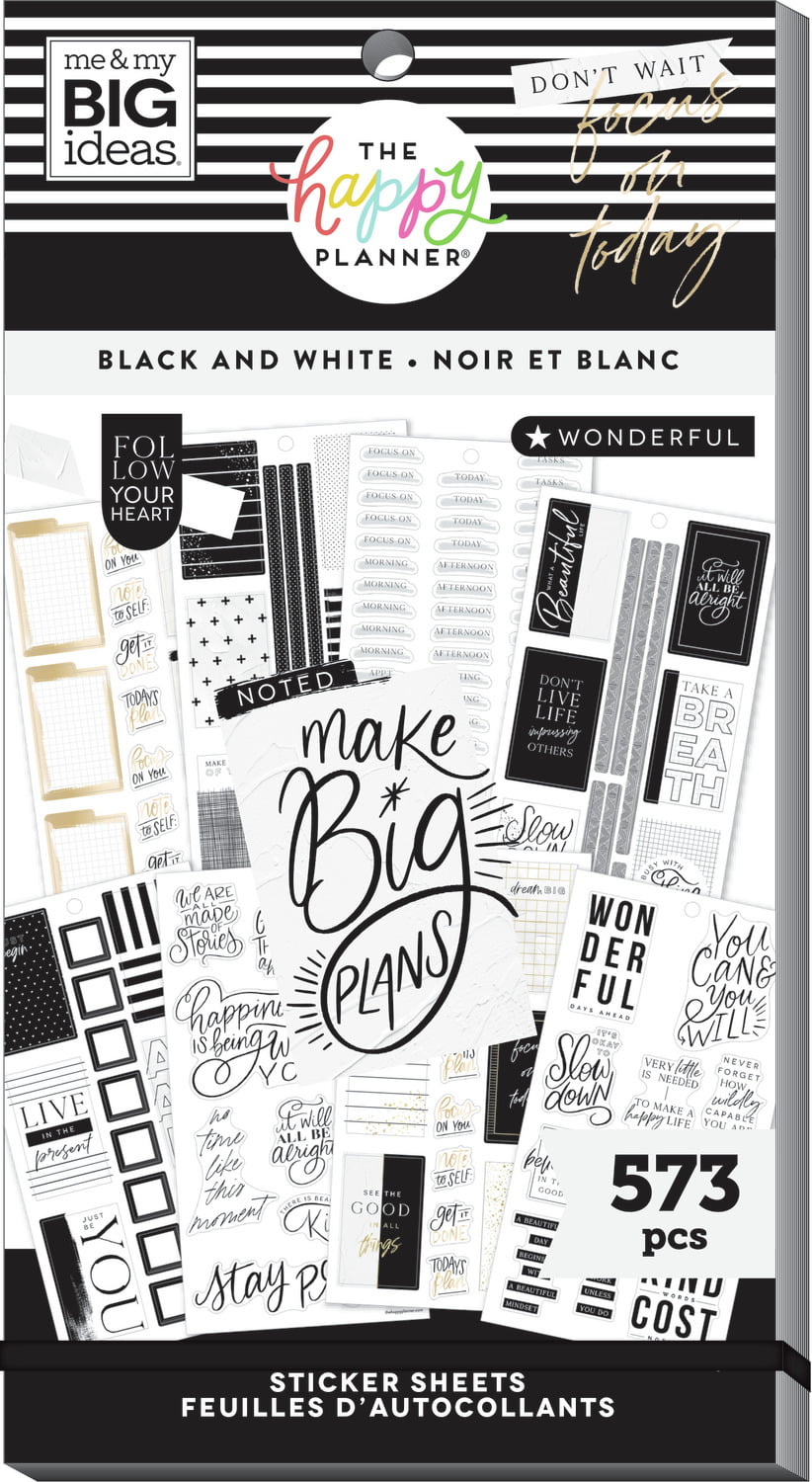 573 Black and White Happy Planner Value Sticker Book MAMBI