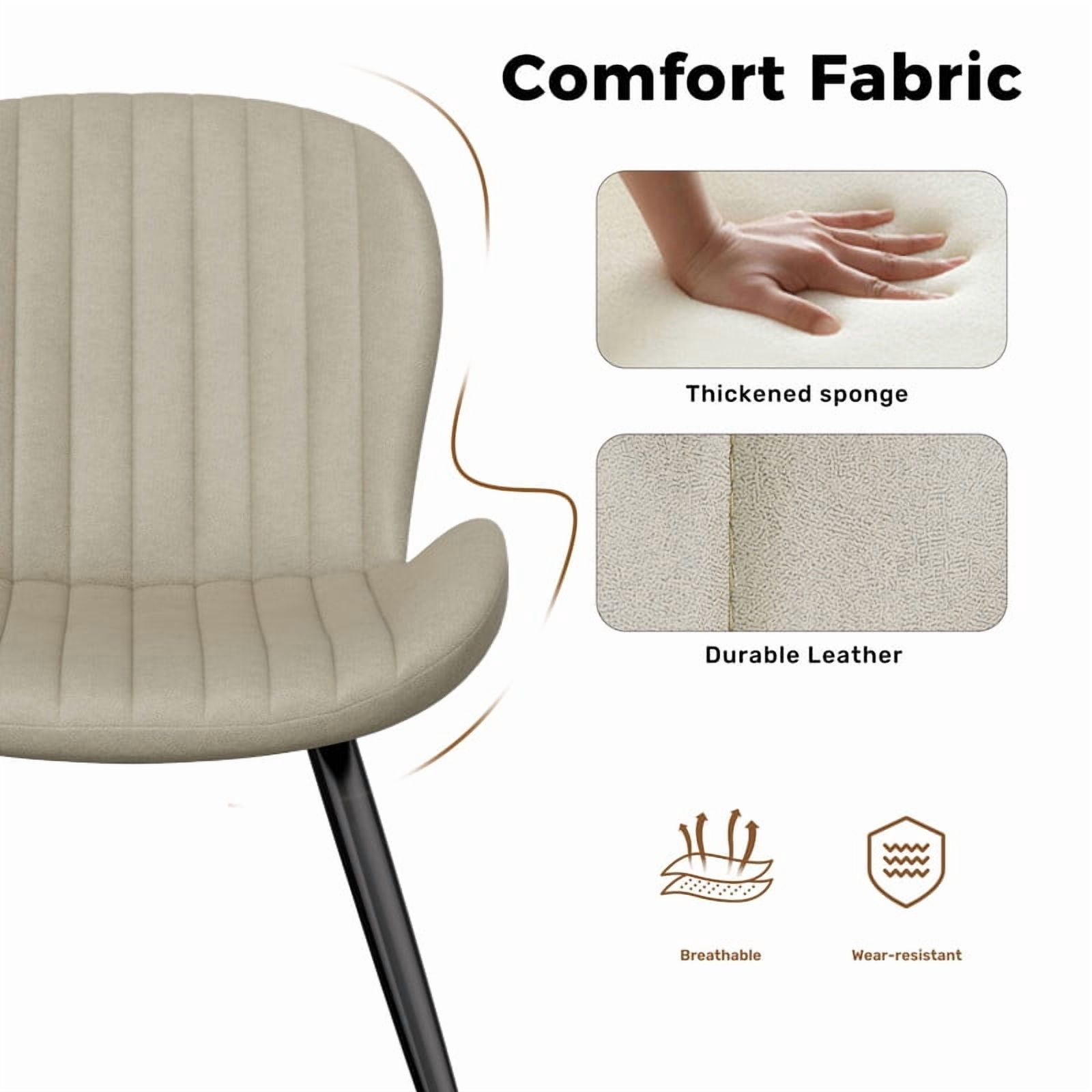Daluvenix Modern Dining Chairs Set of 4 Upholstered Comfy Fabric Kitchen & Dining Room Chairs with Metal Legs & Thick Cushions for Living Room, Beige