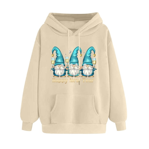 WILLBEST Sudadera de Mujer con Capucha Estampada Navideña para Otoño/Invierno, Talla Grande, Gruesa, Informal y Holgada Chica