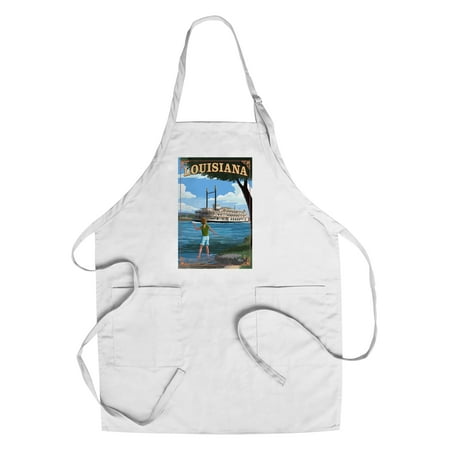 Paddle Wheeler - Louisiana - Paddle Wheeler Scene - Lantern Press Poster (Cotton/Polyester Chef's Apron)