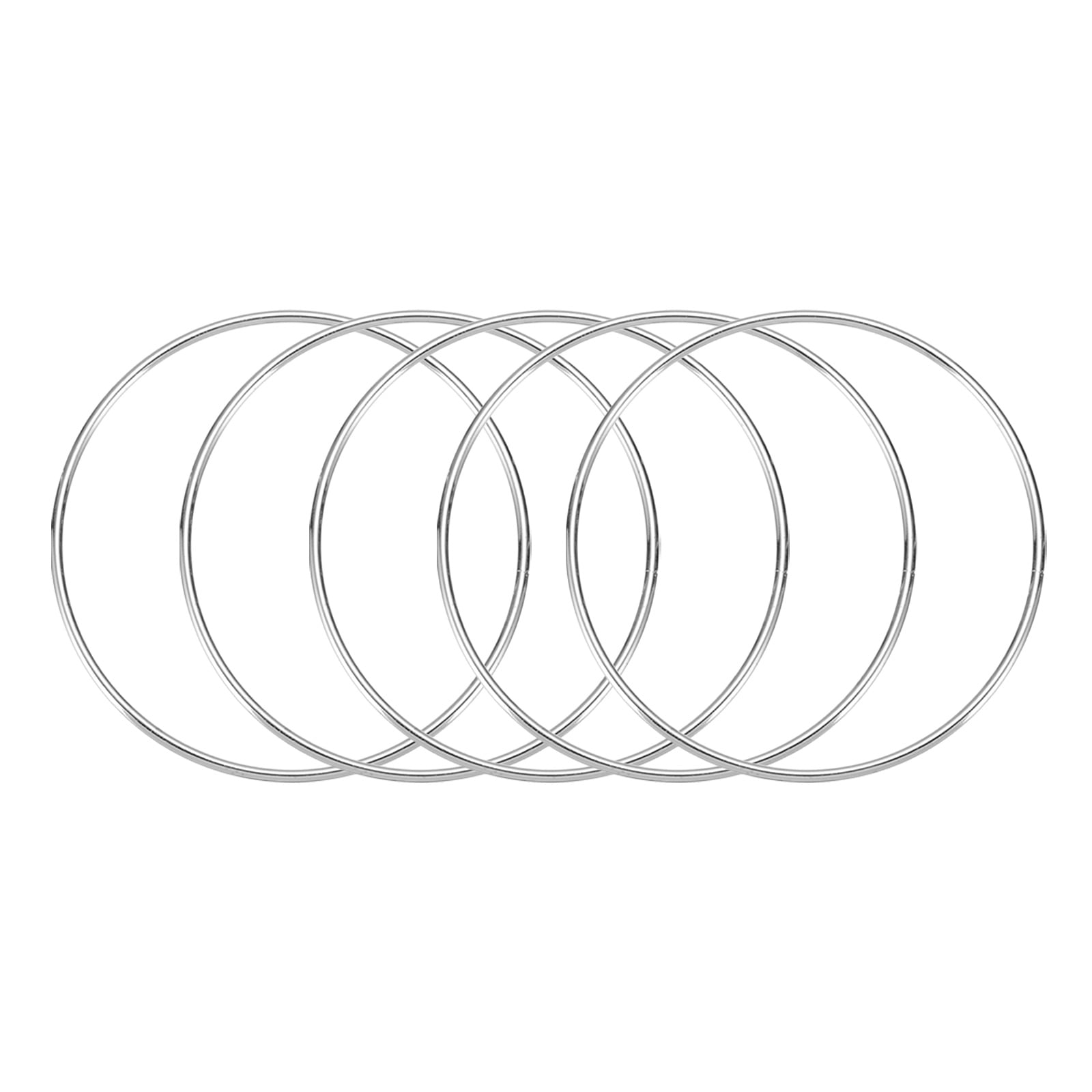 Uxcell 5 Pcs Dream Catcher Rings,Metal Crafts Hoops Floral Hoop 4 Inch Macrame Hoops Rings for DIY Crafts Wreath Making Supplies Plant Hangers,Silver