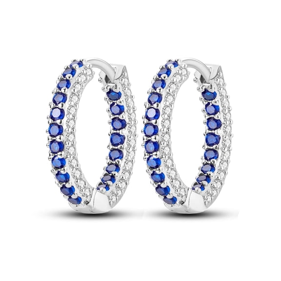 MULA Original 925 Sterling Silver Round Hoop Earrings Shining Blue AAA CZ for Women Jewelry Gift