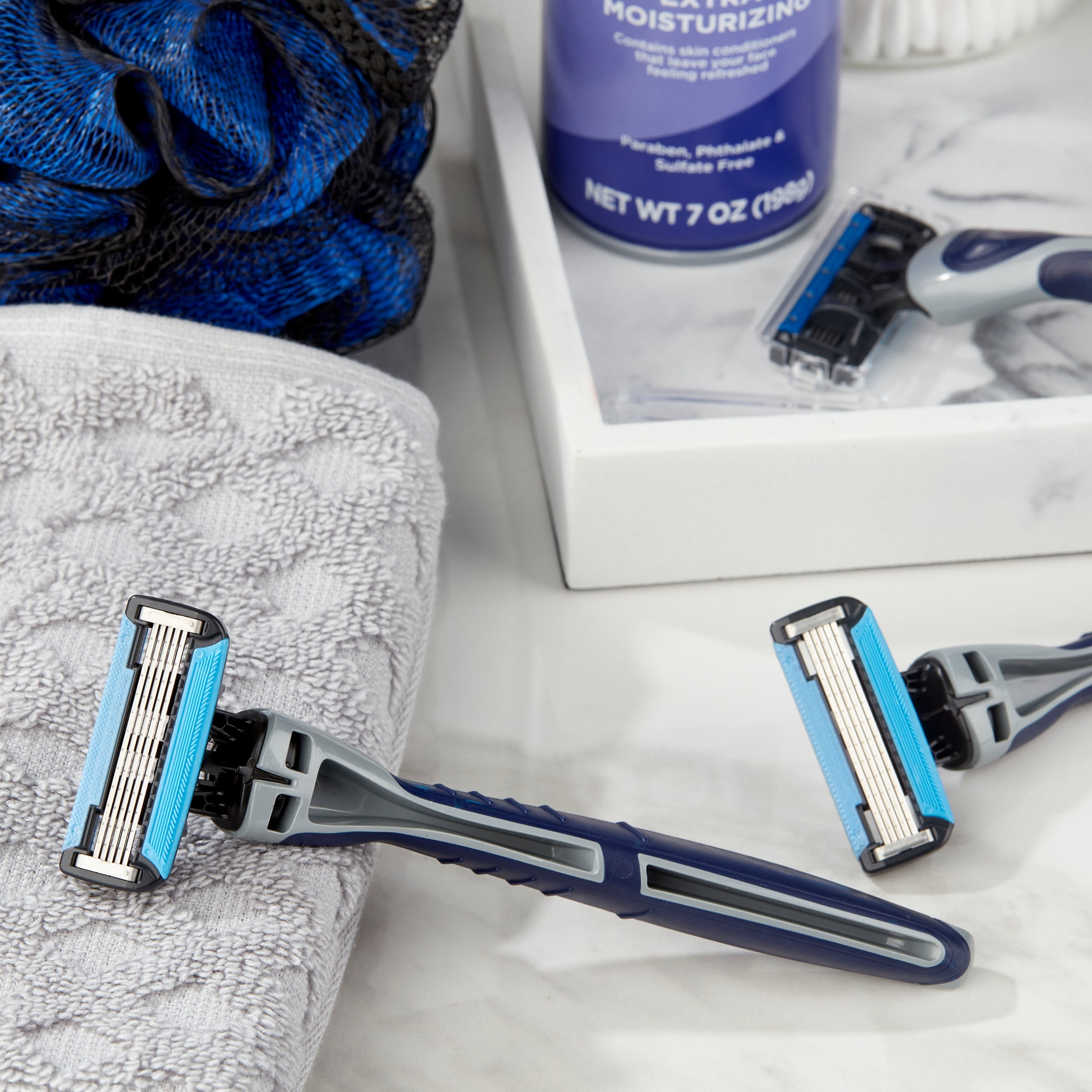 Equate Men's 5 Blade Dual Lubrication Disposable Razor, 3