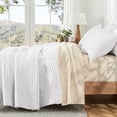 thumbnail image 4 of Exclusivo Mezcla King Size Quilt Bedding Set, Stripe Stitching White Quilts King Size for All Seasons, Soft Lightweight Microfiber Bedspreads Coverlets Bed Cover, 104"x96", 4 of 6