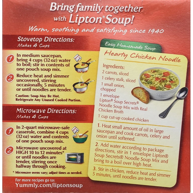 Lipton Noodle Soup Mix, 2 Packet Box, 5 Package Pack - Walmart.com