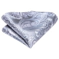 thumbnail image 6 of Hi-Tie Grey Blue Paisley Ties for Men Silk Business Necktie Pocket Square Cufflinks Set Foral Tie Sets Wedding Party, 6 of 6