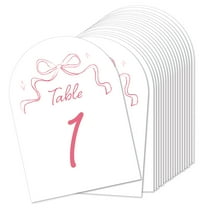 Big Dot of Happiness Pink Bow Table Numbers, Tying The Knot Bachelorette Decor, Coquette Centerpieces, Double-Sided 5 x 7 inches Table Numbers - 1-20
