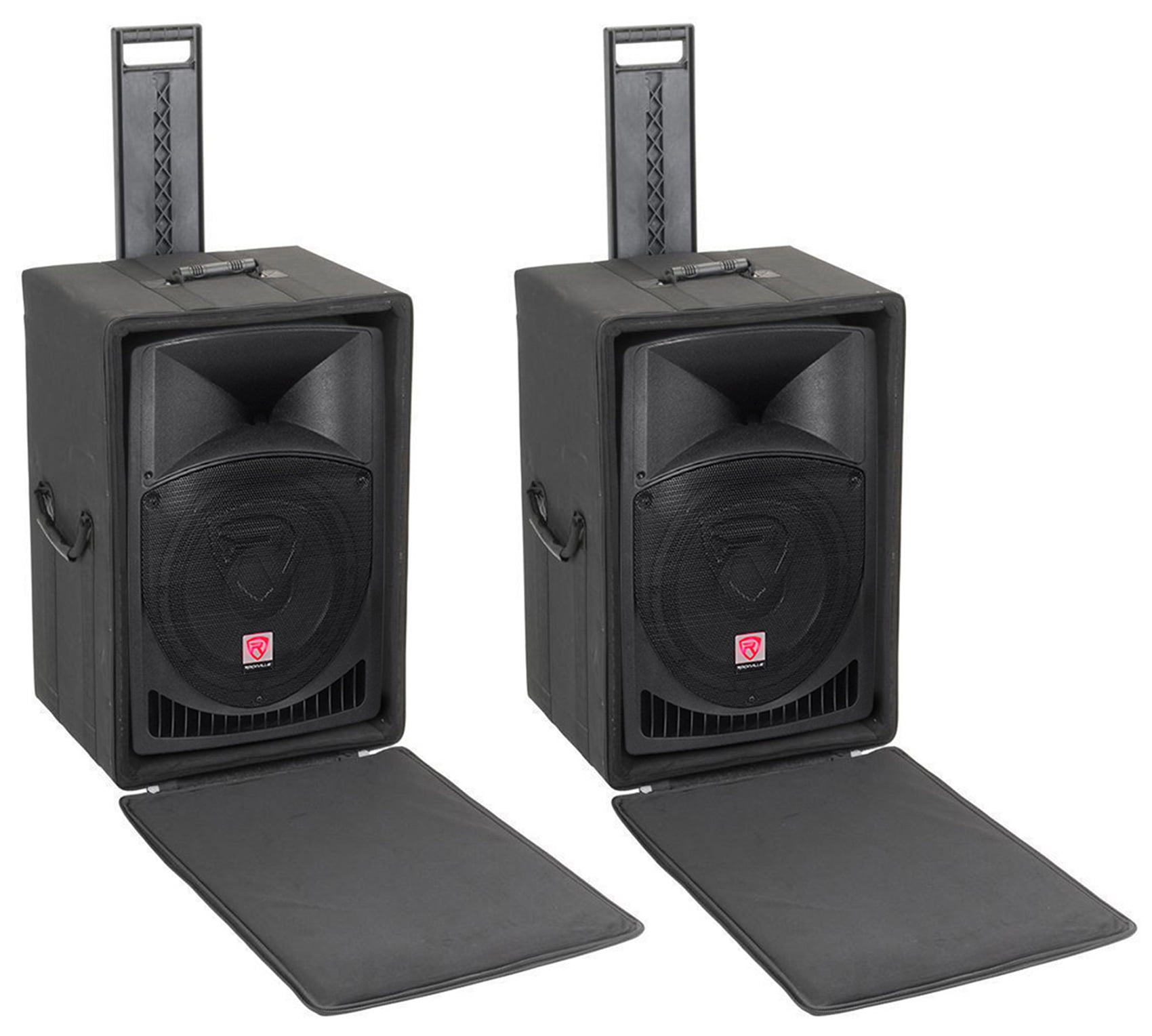 (2) Rockville RPG12 12" Powered 1600 Watt DJ PA Speaker System+(2