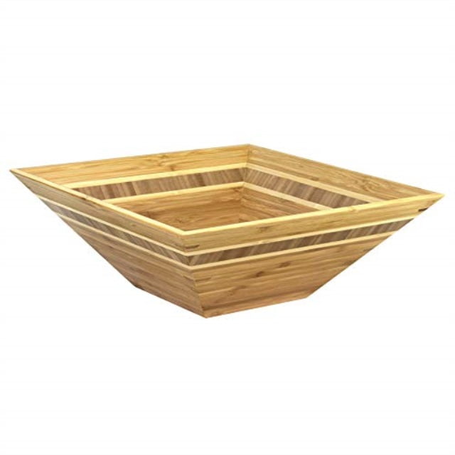 Totally Bamboo Square Inlay Salad Bowl, 12Inch