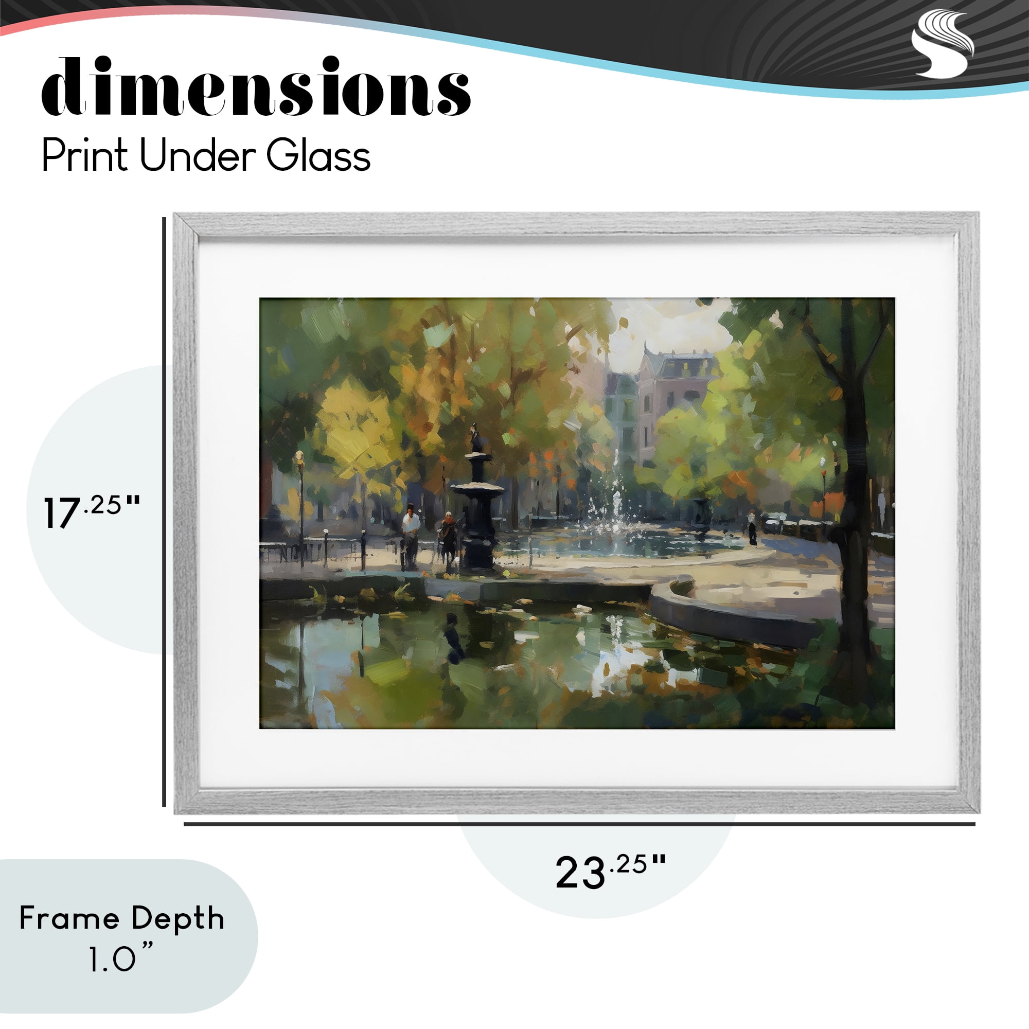 Stupell Industries Autumn Reflections at Park Fountain Gray Framed Print Under Glass, design by Creative Studio