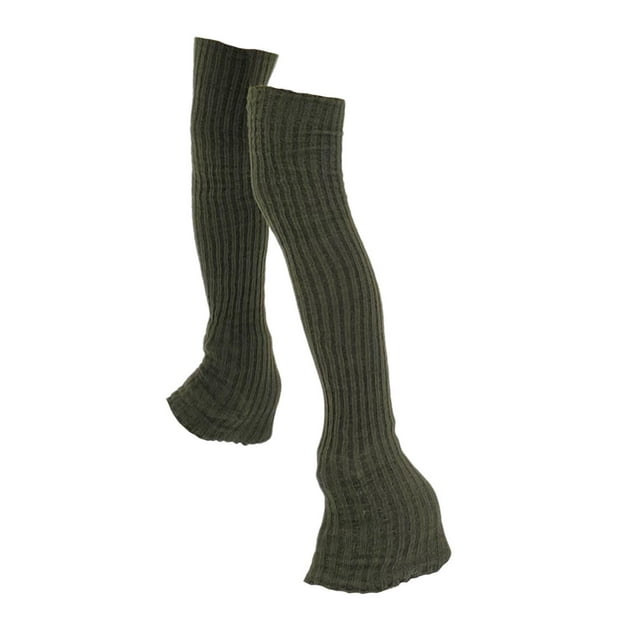 Calentadores de piernas de para patinaje, calcetines largos y suaves de tejido térmico, calcetines sin pies para patinaje, ideales para deportes verde oscuro