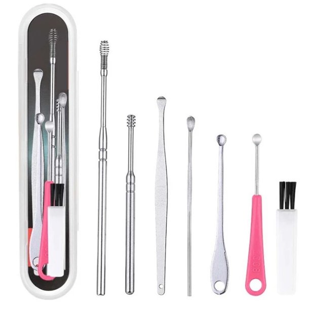 6 unids/set recogedores de cera para los oídos de acero inoxidable removedor de cera para los oídos kit de perforación cureta de cera para los oídos cuchara cuidado herramienta de limpieza de oídos Tan Jianjun unisex